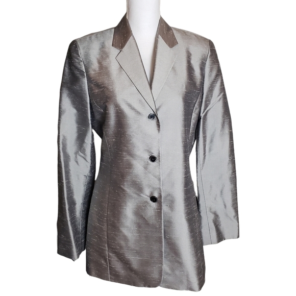 Liz Claiborne Jackets & Blazers - Liz Claiborne 100% Silk Gray Blazer Jacket Size 8 Button Up Professional Career